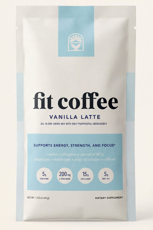 Fit Coffee Vanilla Latte sample package on a white background