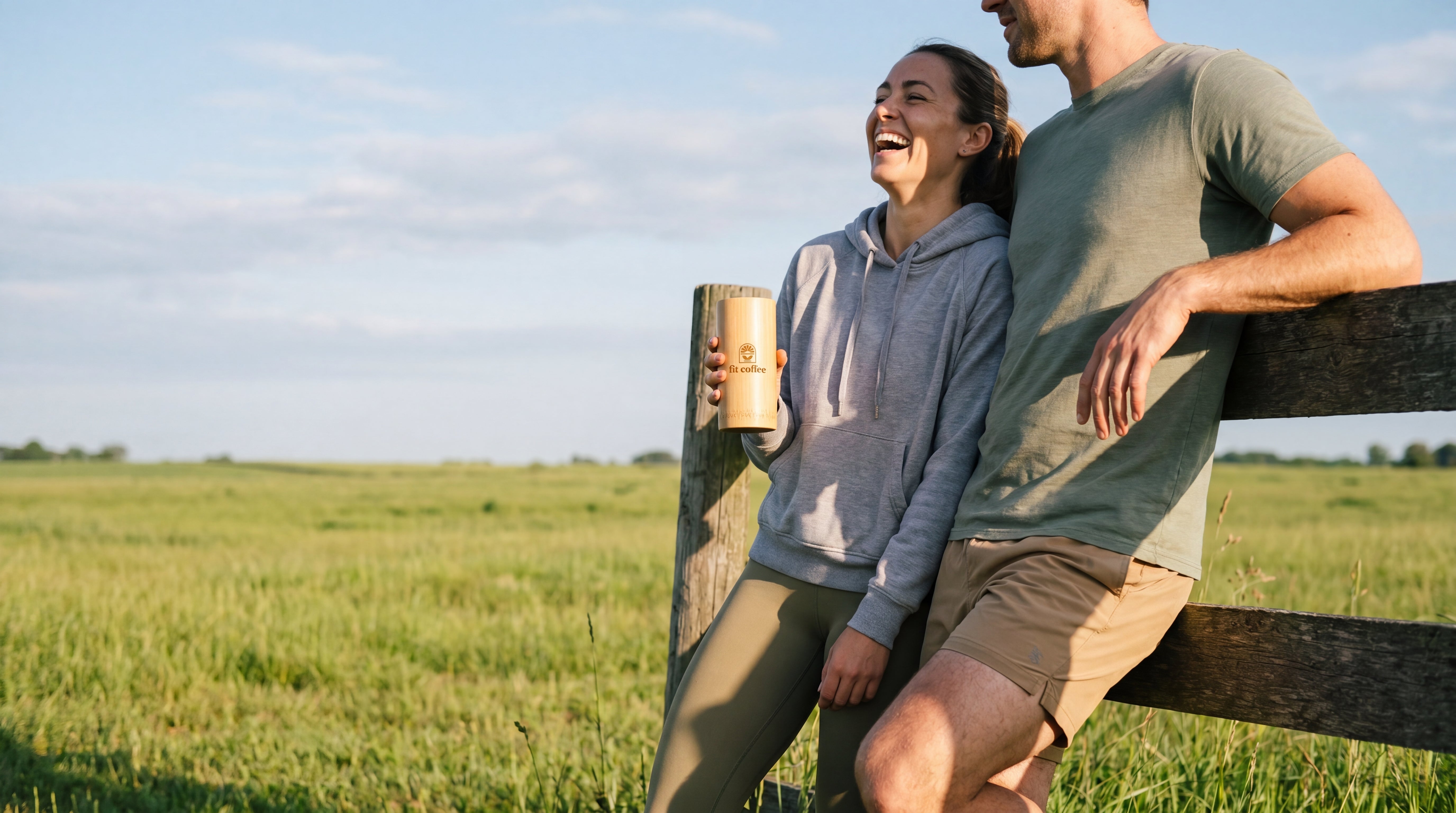 Fit Coffee — couple enjoying Fit Coffee outdoors on a sunny morning